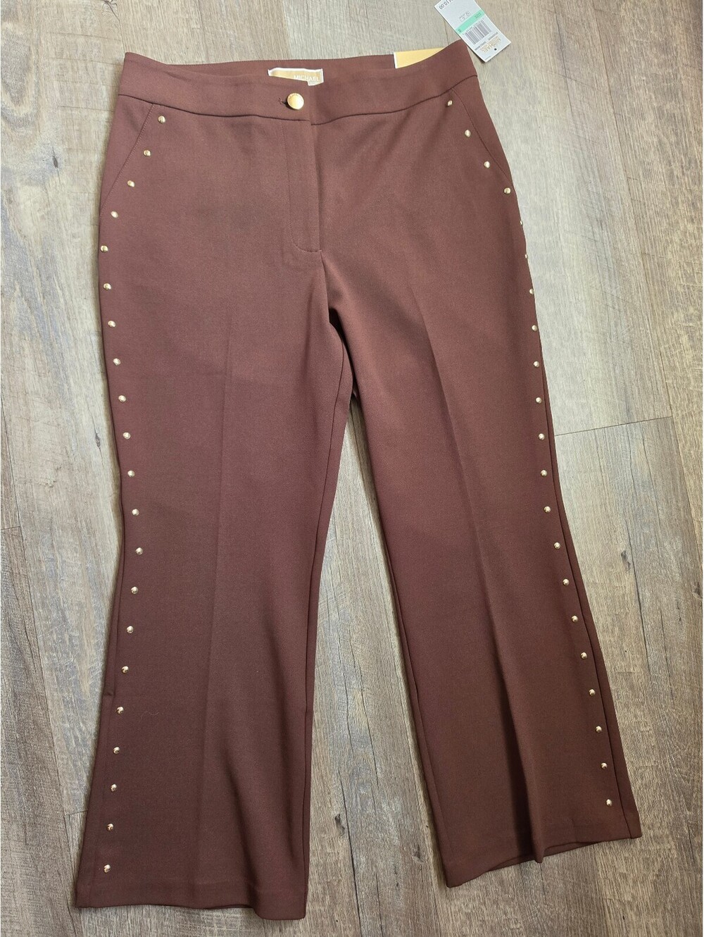 Michael Kors High-Rise Crop Flare Pants in Saddle Brown, Size 8